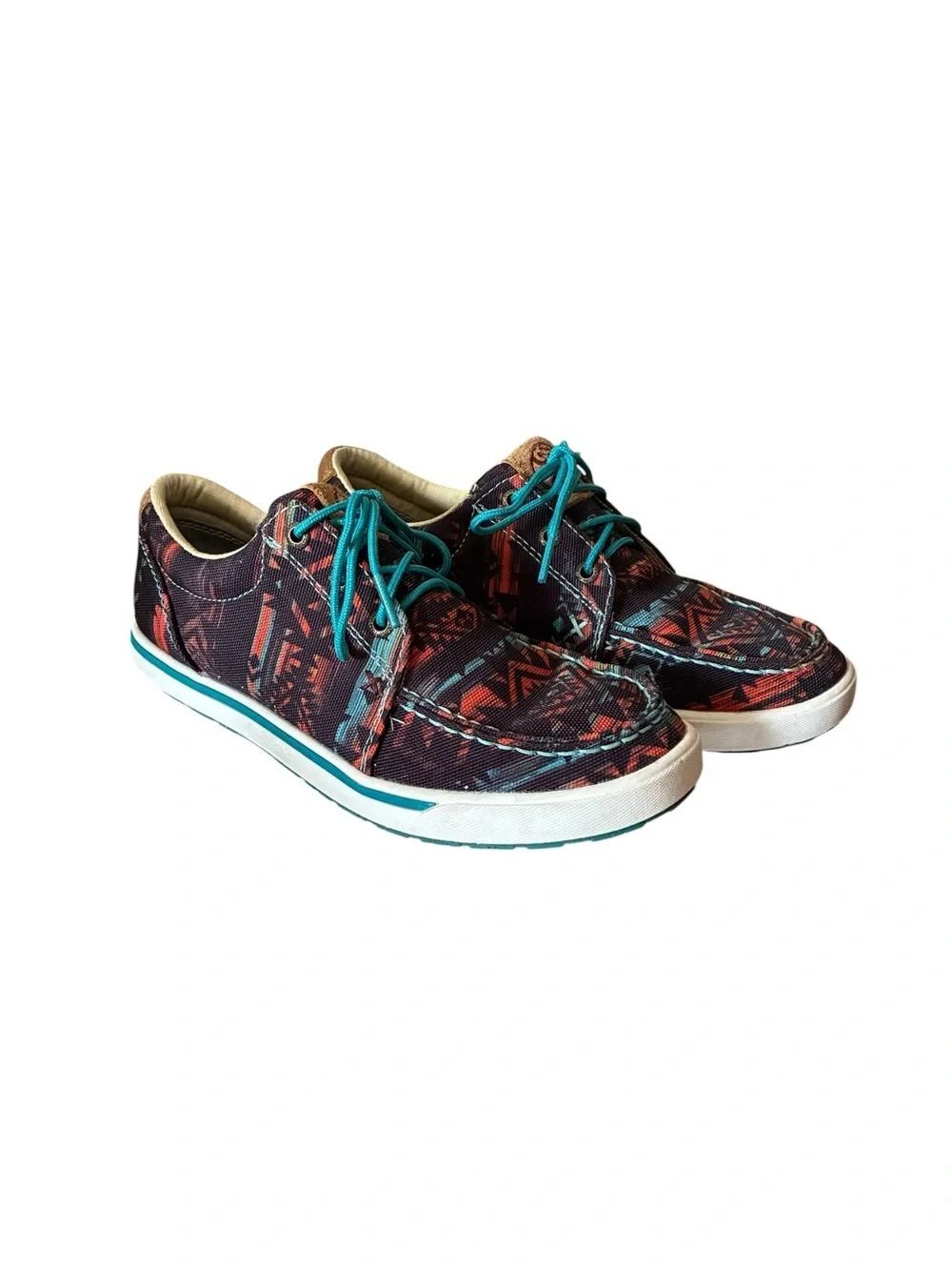 Twisted X  Hooey Shoes in Teal and Red Southwestern Lopers Woman’s Size 7